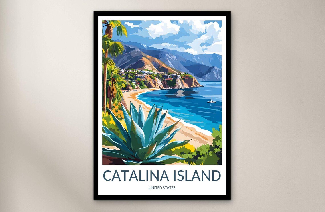 Catalina Island California Beach Cove Vintage Travel Poster Art