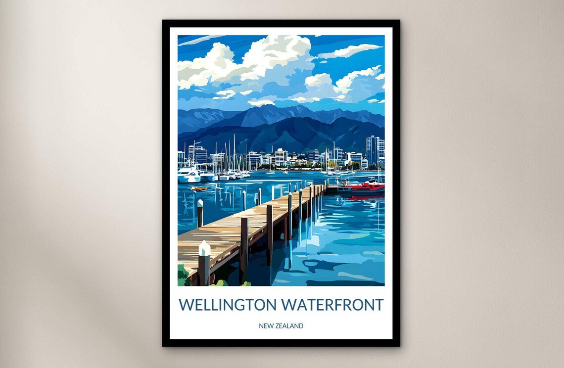 Wellington Waterfront New Zealand Harbor Pier Sailboats Marina Poster