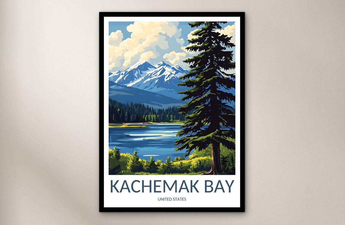 Kachemak Bay Spruce Lake Mountain Meadow Scenic Travel Poster Art