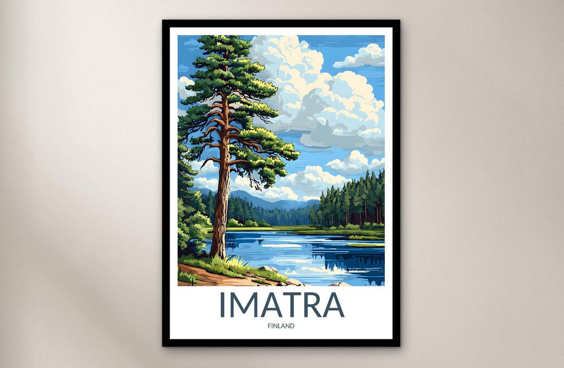 Imatra Finland Tall Pine Tree Calm Lakeside Summer Day Poster