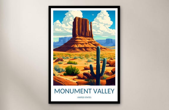 Monument Valley Travel Poster Wall Art Print United States Home Decor Gift North America Illustration