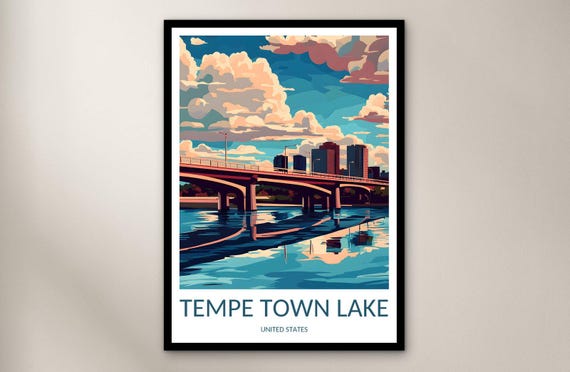 Tempe Town Lake Travel Poster Wall Art Print United States Home Decor Gift North America Illustration