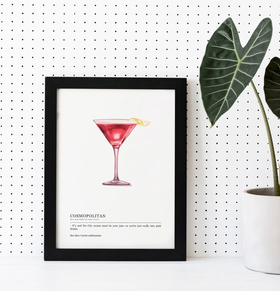 Cosmopolitan Cocktail Definition Pink Drink Funny Quote Poster