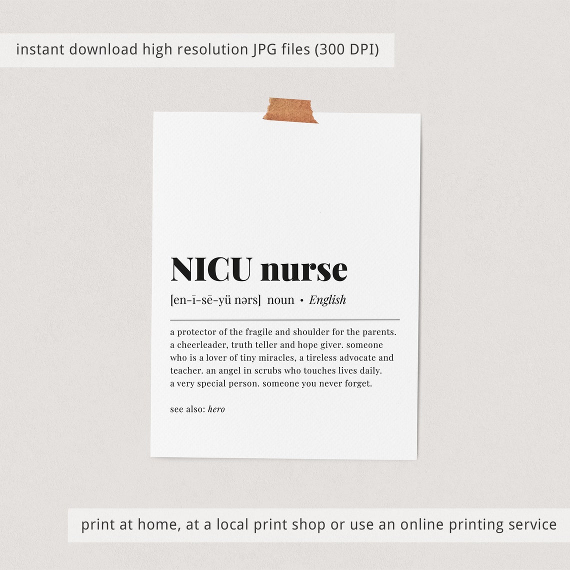 NICU Nurse Definition Gift Appreciation Minimalist Typography Poster - Image 3