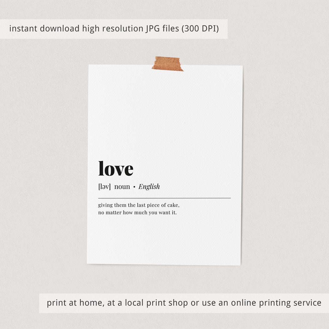 Funny Love Definition Print Love Dictionary Art Love Poster Teen Valentines Gift Love Quote Instant Cake Love Quote Teen Art Print - Image 2