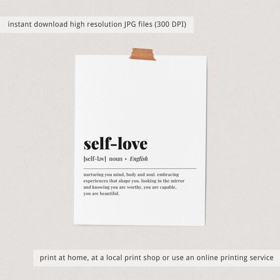 Self Love Definition Self Care Quote Minimalist Typography Poster