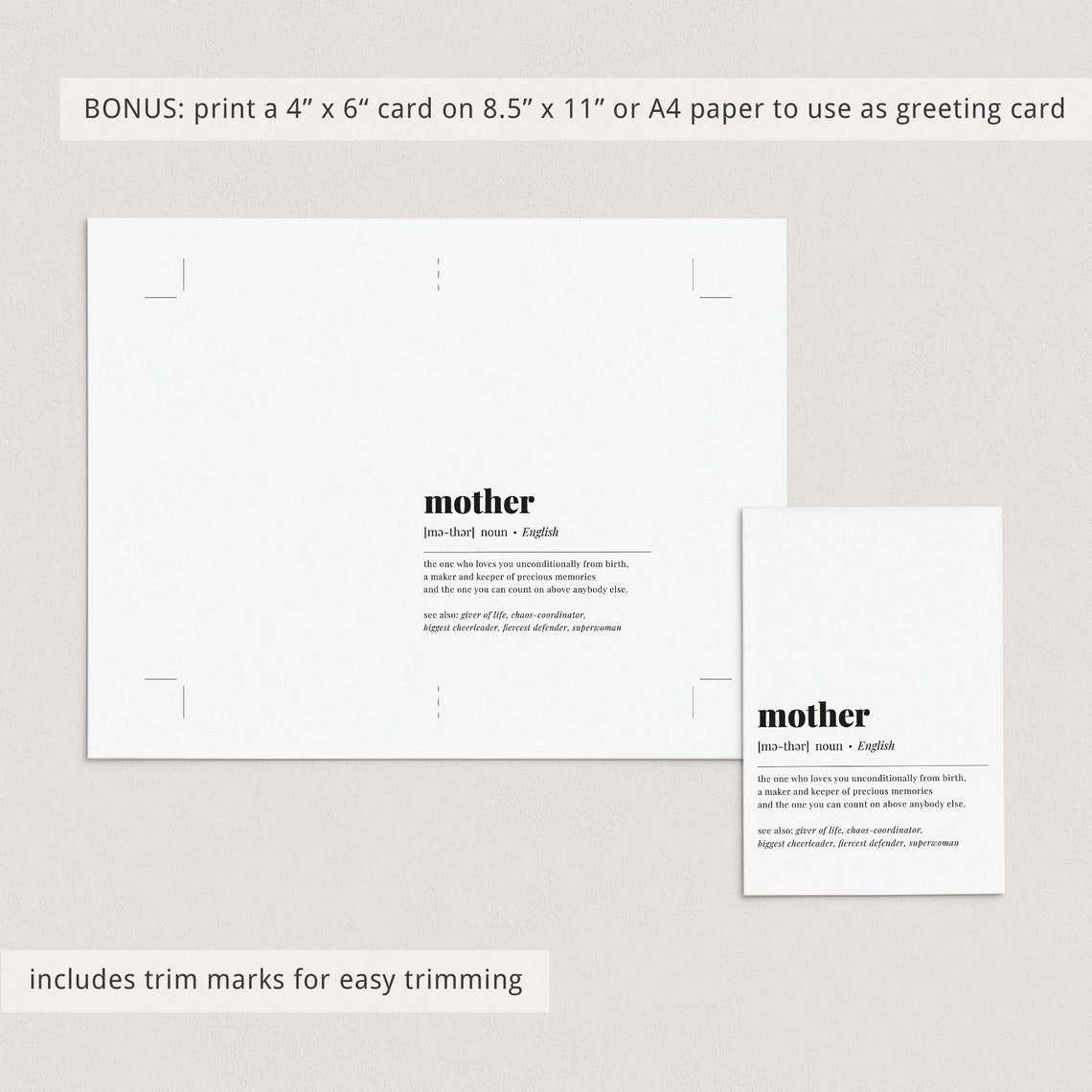 Mother Definition Love Gratitude Gift Minimalist Typography Poster - Image 2