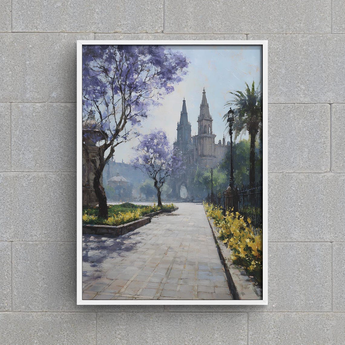 Jacaranda Blossom Street With Colonial Church Spires Spring Poster