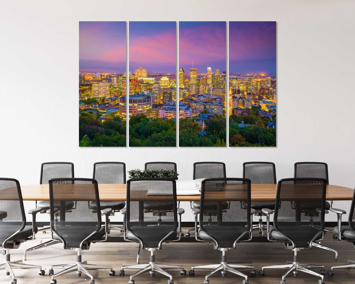 Montreal Canada Panoramic Skyline At Night With Colorful Sky Poster - Image 4
