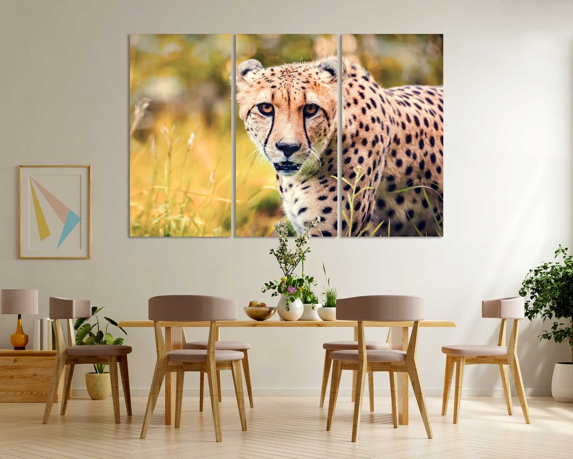 Cheetah Close Up Golden Grass Wild Cat Spotted Safari Animal Portrait Poster - Image 8