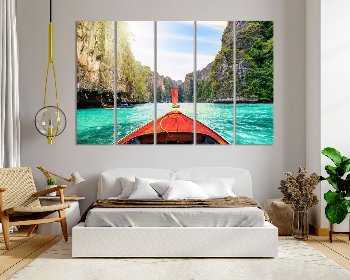 Longtail Boat Turquoise Lagoon Limestone Cliffs Tropical Travel Poster - Image 8