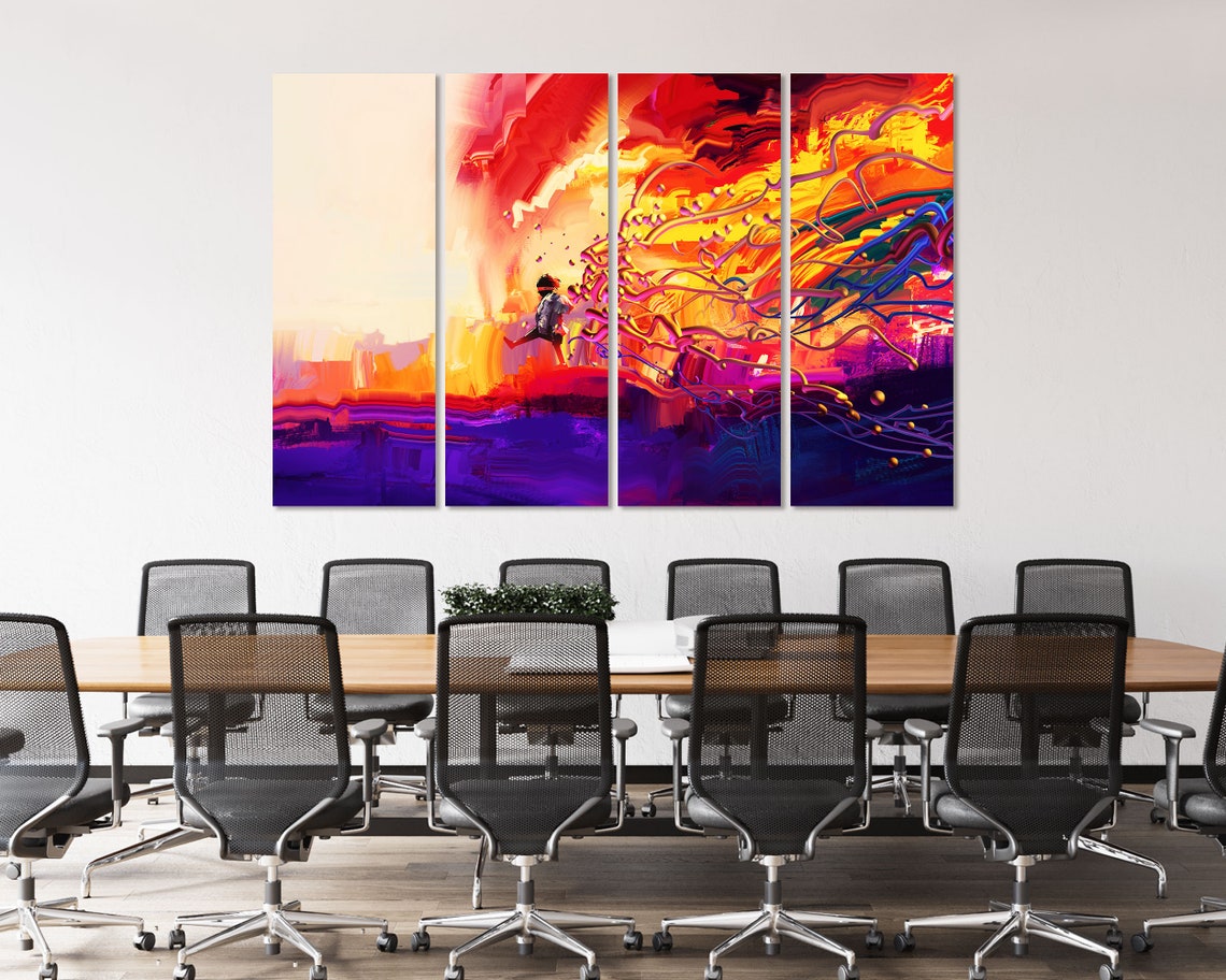 Girl Running Through Colorful Swirling Paint Joyful Abstract Poster - Image 4
