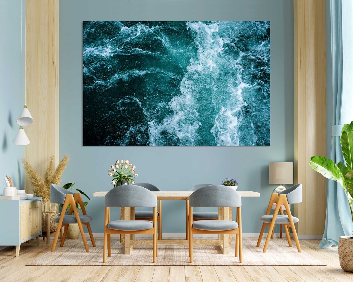 Sea Wave Wall Decor For Home Nautical Art Print On Modern Decor With Blue Wave For Wall Ocean Wave Stylish Artwork Seascape Decor - Image 2