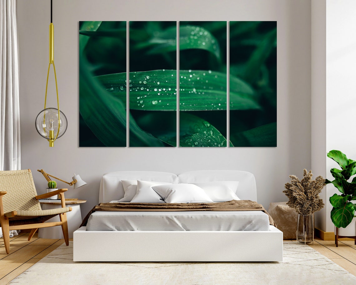 Morning Dew Drops on Green Leaves Fresh Botanical Macro Nature Poster - Image 7