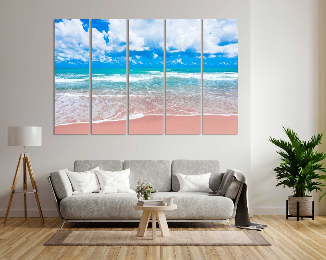 Pink Sand Beach Turquoise Ocean Waves Sunny Tropical Travel Poster - Image 7