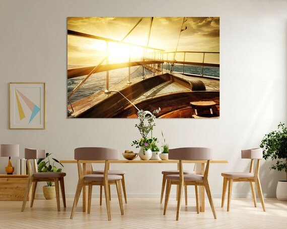 Ship In The Sea In Sunbeams Decor For Room Wall Nautical Decor For Interior Seascape Painting For Wall Sea Art For Wall Ship Artwork