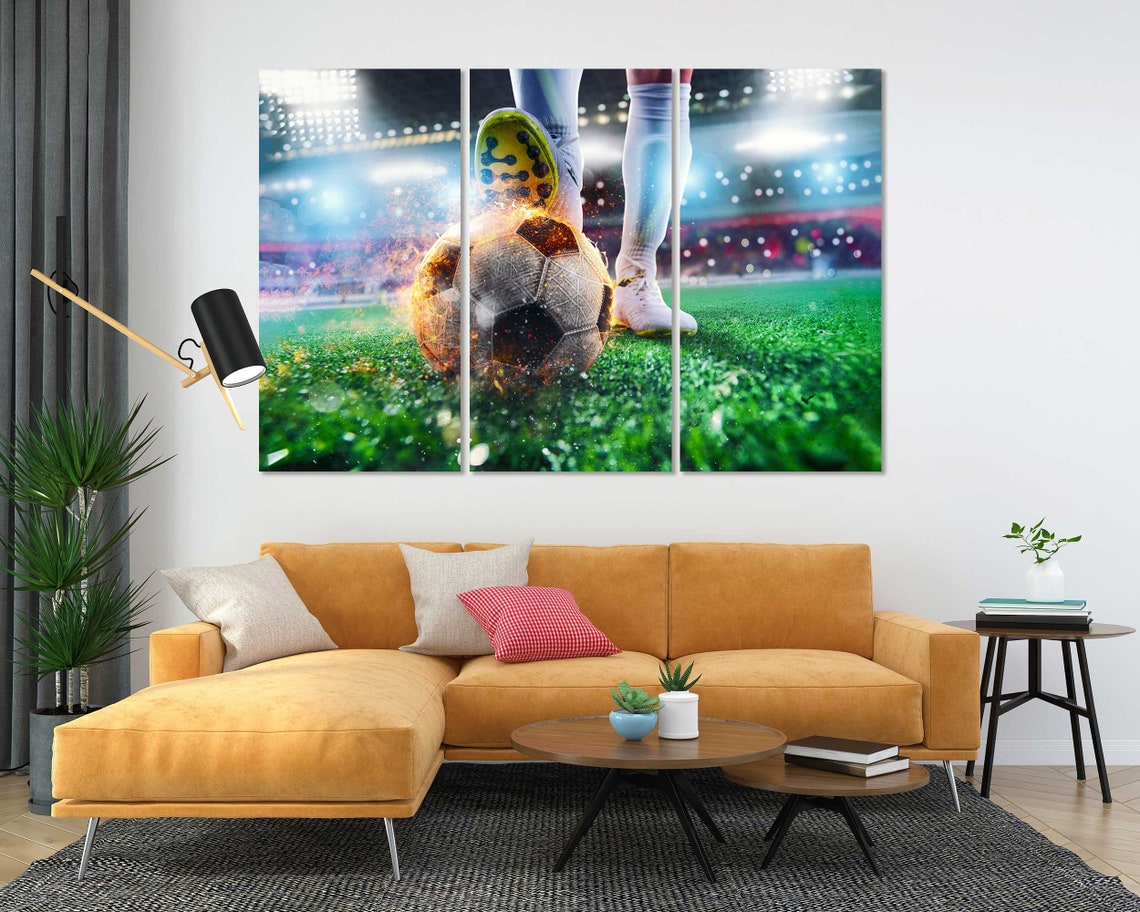Football Art For Room Decor Football Ball Wall Art Fire Ball Original Art On Game With Ball Print Football Art For Gifts - Image 5