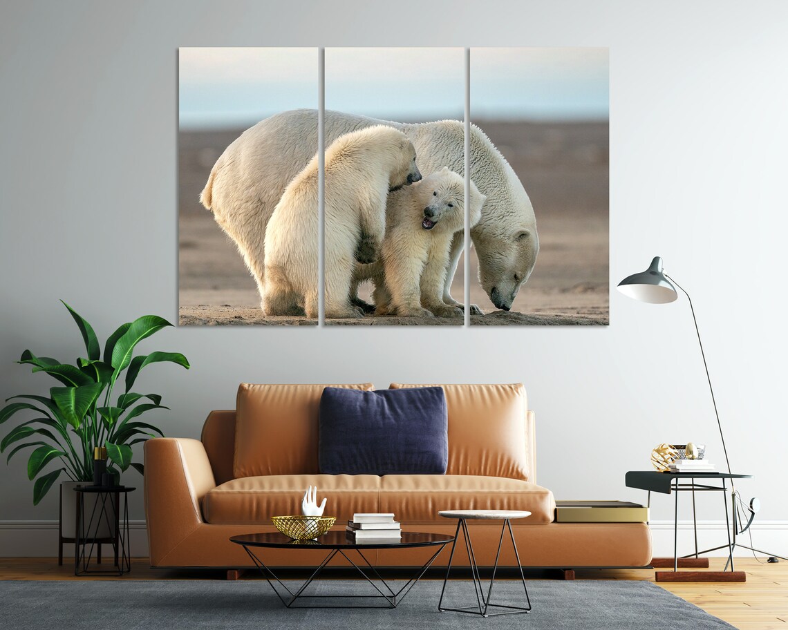 Polar Bear Mother With Two Cubs Arctic Tundra Family Wildlife Poster - Image 7