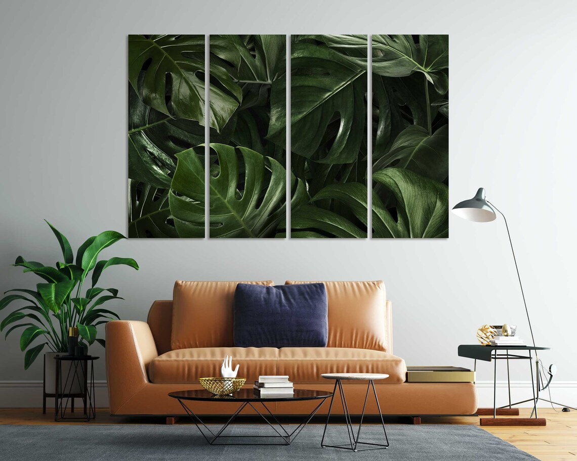 Dark Green Monstera Leaves Lush Tropical Foliage Botanical Wall Print - Image 7