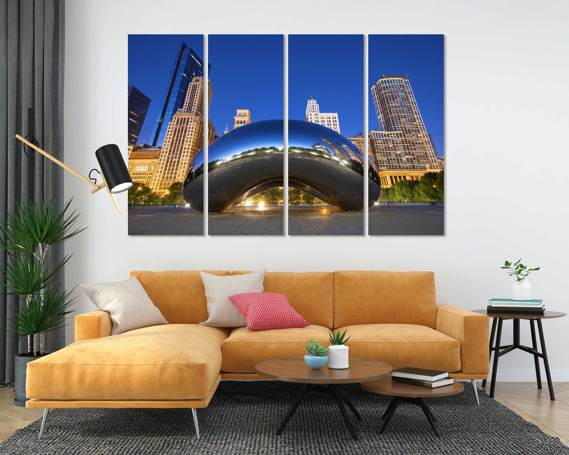 Chicago Cloud Gate Bean Night Lights City Skyline Travel Poster - Image 5