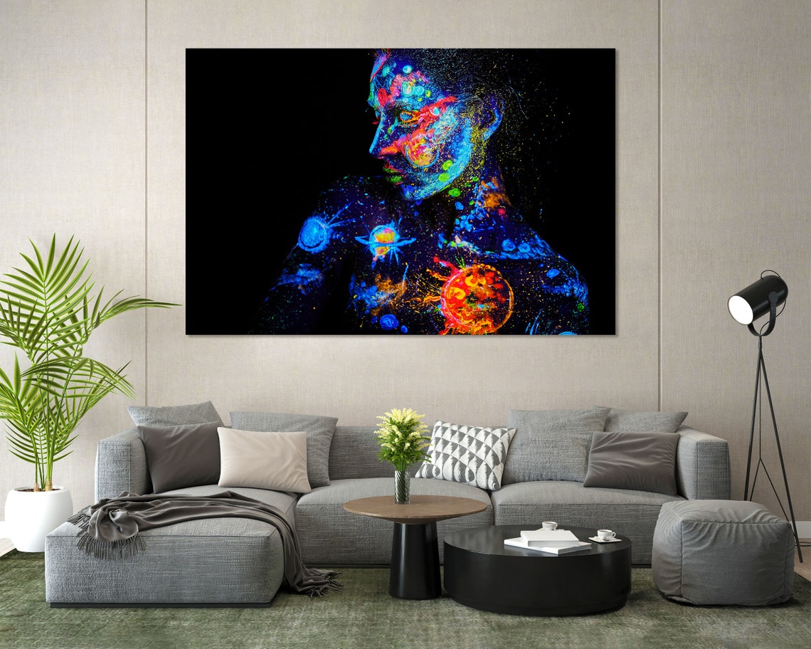 Painting Of A Universe On A Female Body Print Sets Portrait Picture Print On Woman Body Art On Universe Painting Art - Image 2