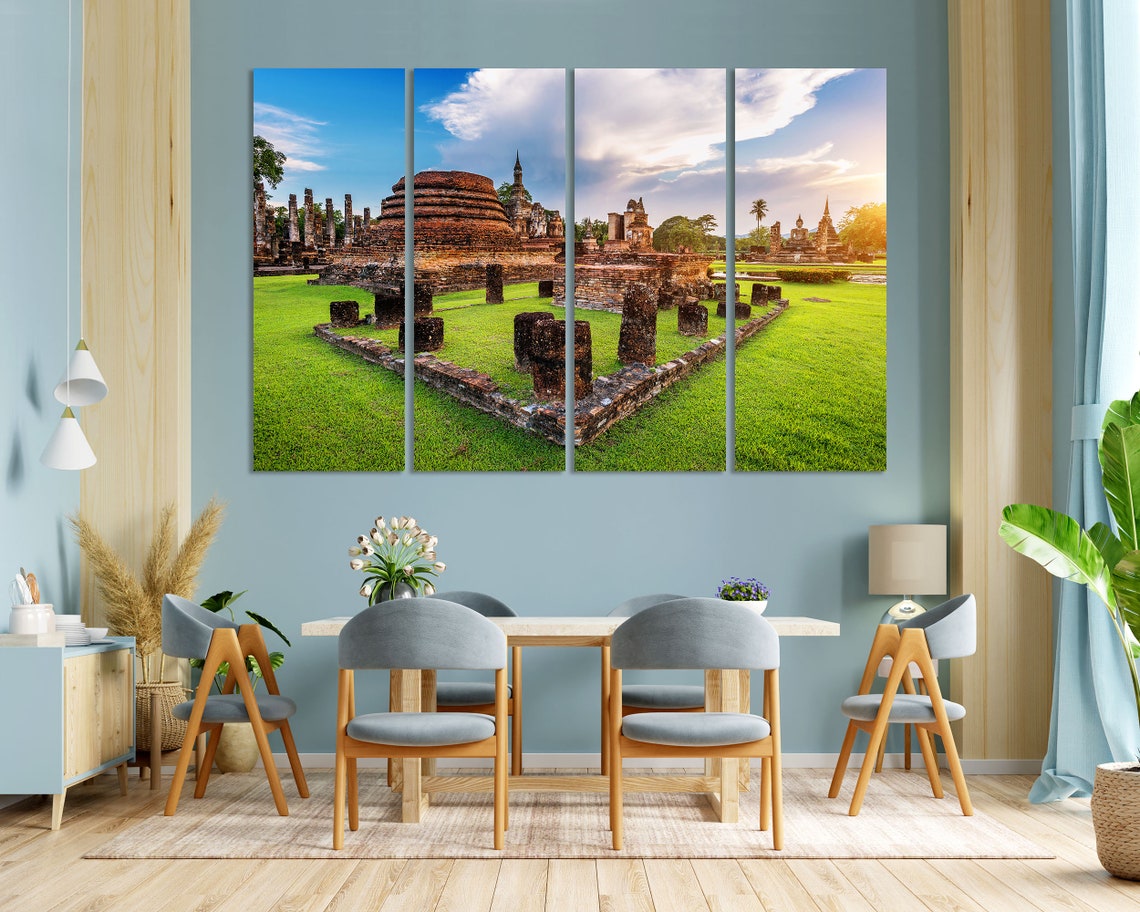 Sukhothai Historical Park Ancient Temple Ruins Sunset Thailand Poster - Image 3