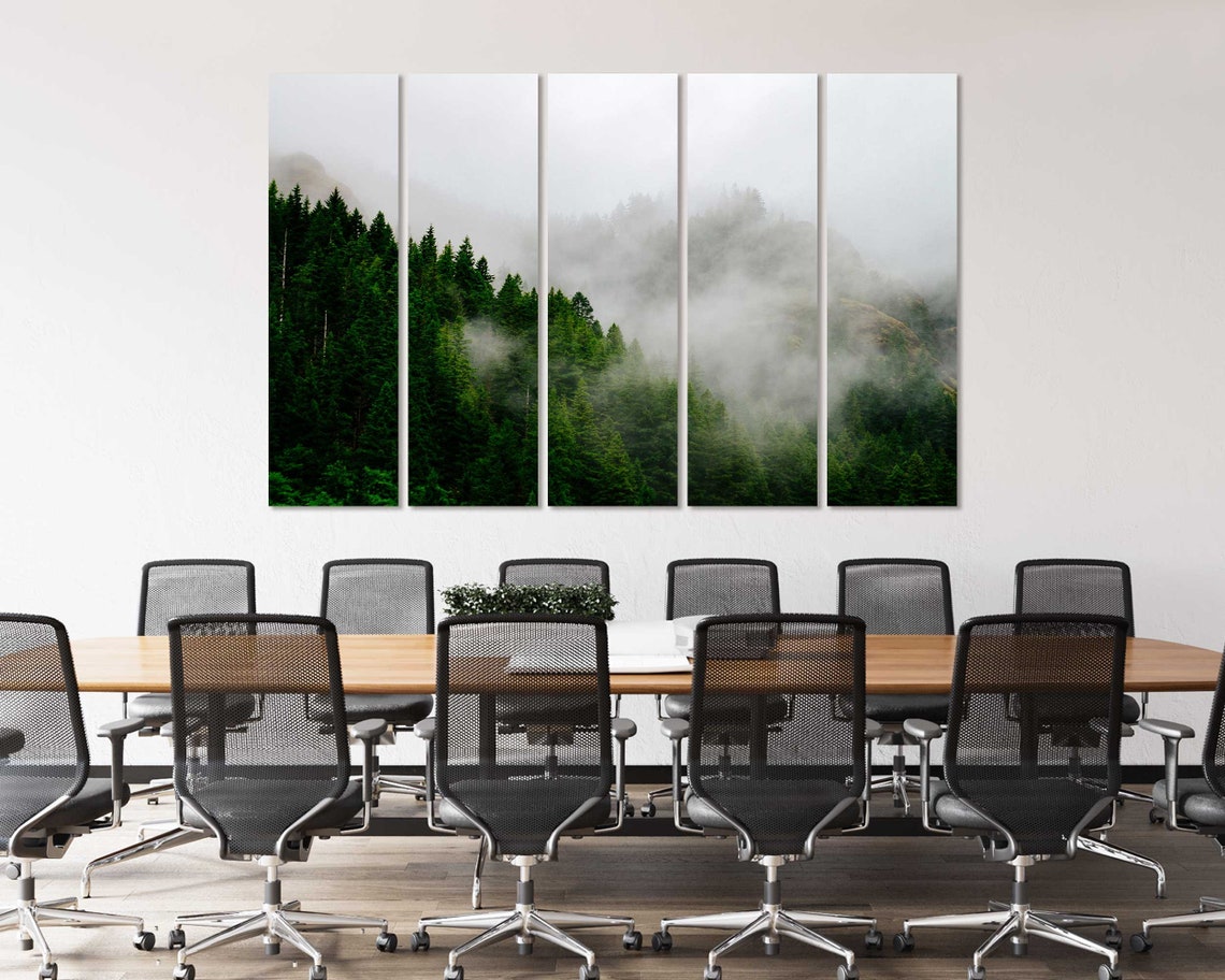 Misty Green Conifer Forest Mountain Fog Moody Nature Travel Poster - Image 4