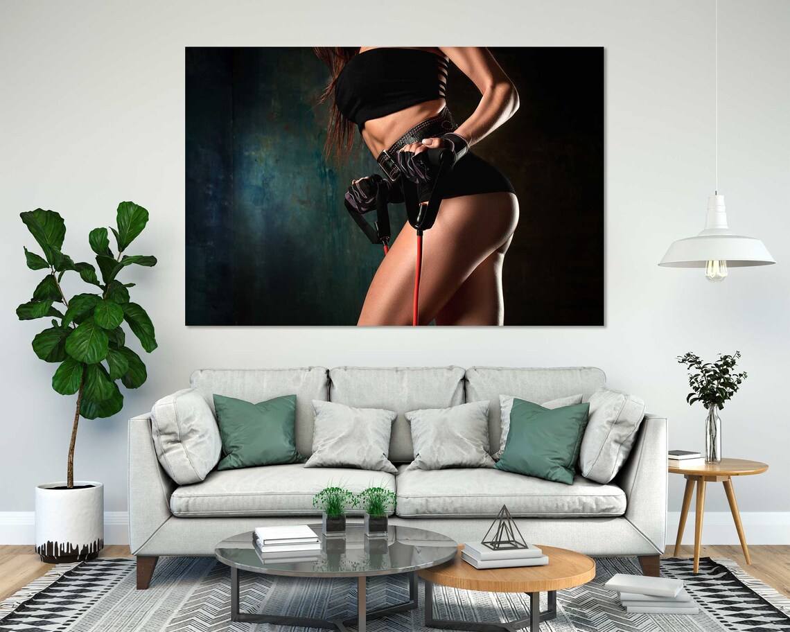 Athletic Woman Training With Resistance Bands Fitness Workout Sports Poster - Image 7