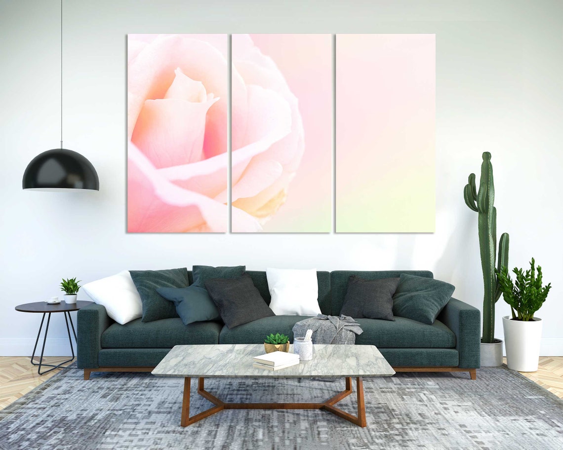 Pink Rose Bloom Soft Petal Close Up Pastel Botanical Wall Poster - Image 2