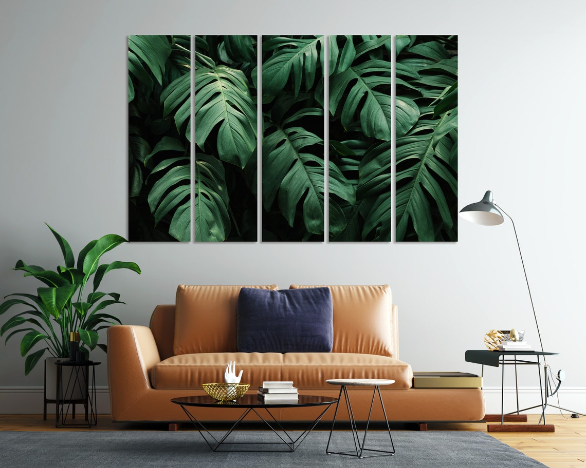 Dark Monstera Leaves Tropical Foliage Moody Green Jungle Art Poster - Image 6
