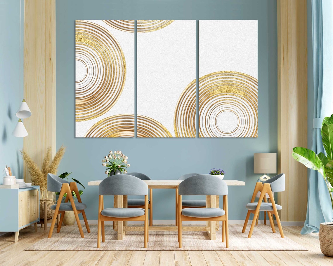 Gold Concentric Circles on White Modern Luxury Abstract Poster - Image 3