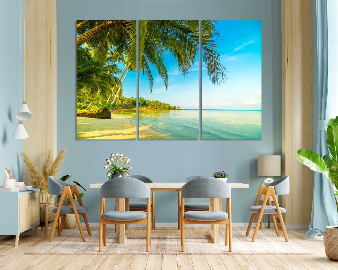 Tropical Island Paradise Beach Palm Trees Turquoise Sea Wall Poster - Image 3