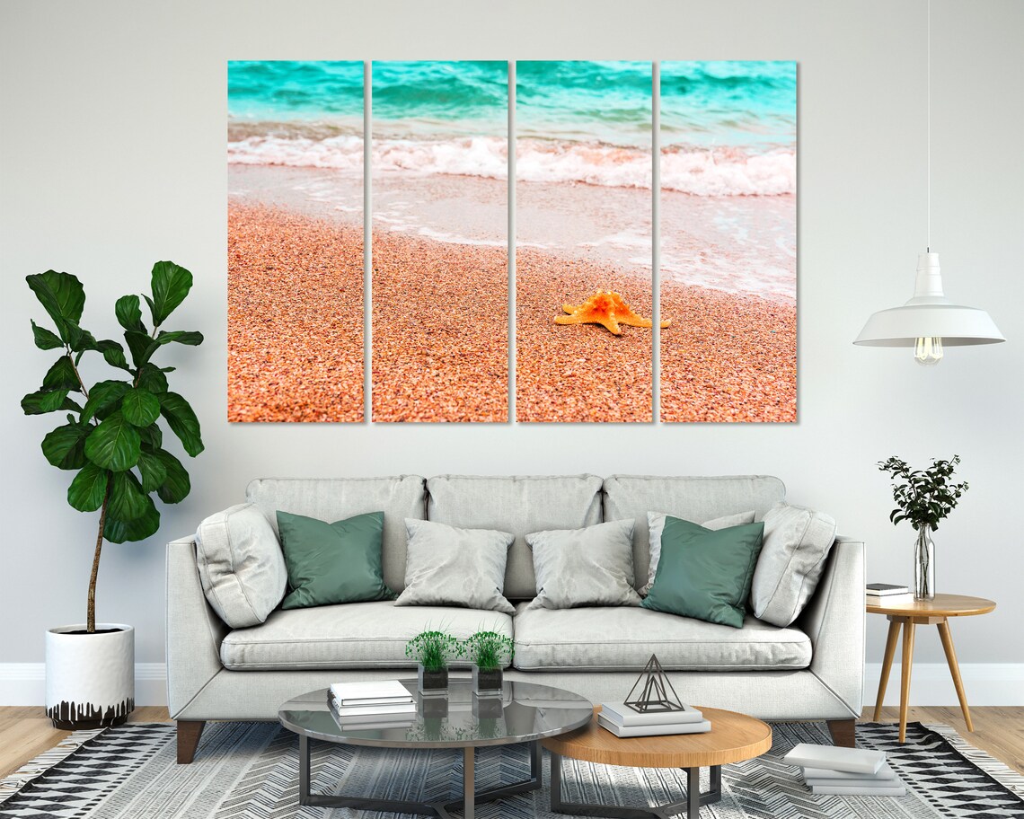 Sunny Beach With Starfish On Shore Beach Decor Coastal Design Wall Art Nautical Artwork Beach Large Prints Beach Sets Sea Gift - Image 8