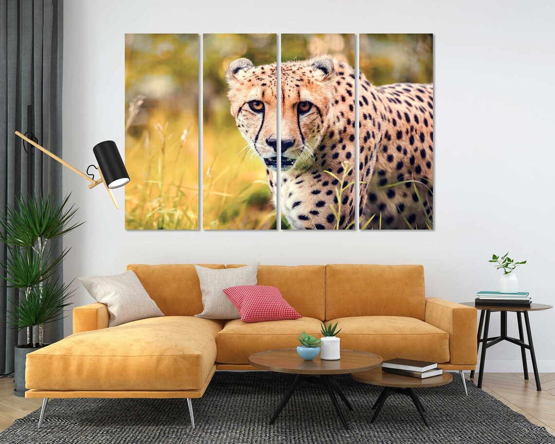 Cheetah Close Up Golden Grass Wild Cat Spotted Safari Animal Portrait Poster - Image 5