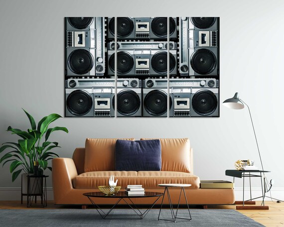 Vintage Boombox Collage Retro Hip Hop Music Room Wall Decor Poster