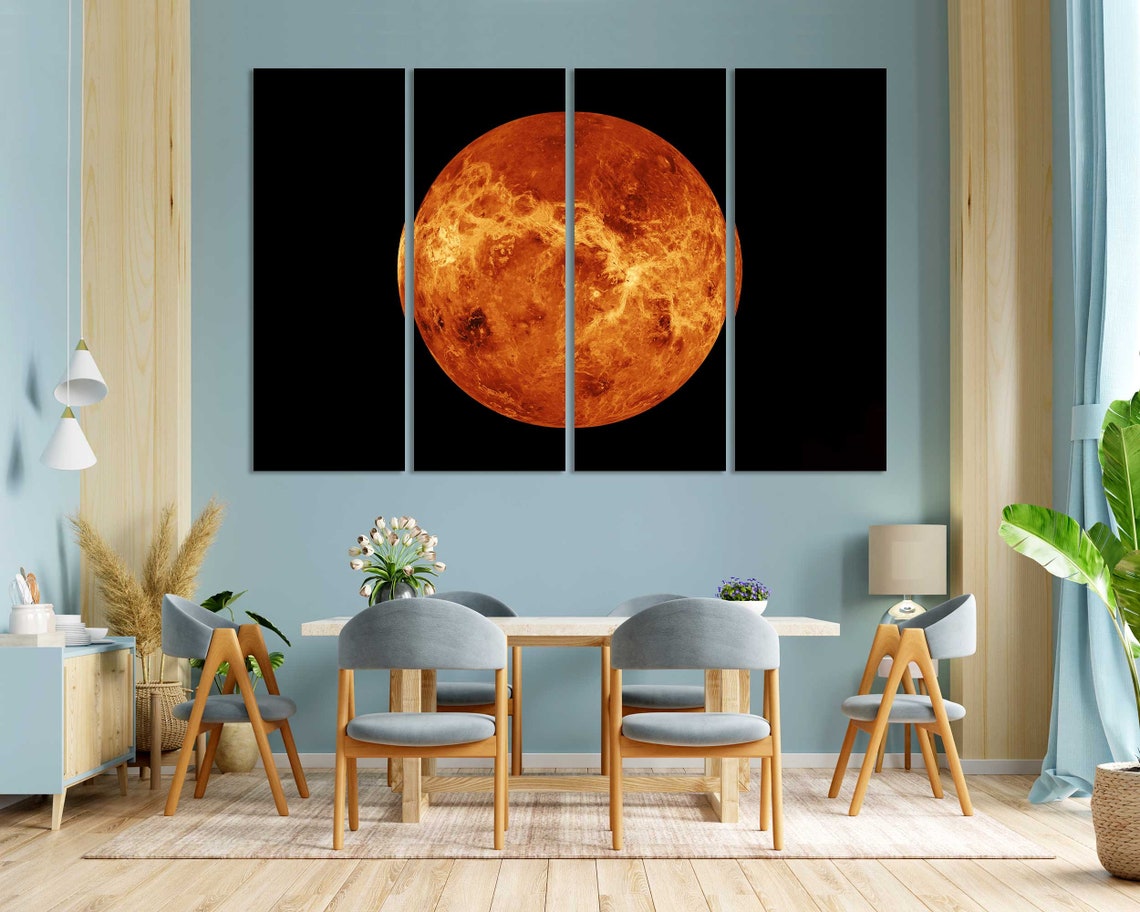Planet Venus Close Up Fiery Orange Surface in Deep Space Art Print - Image 3