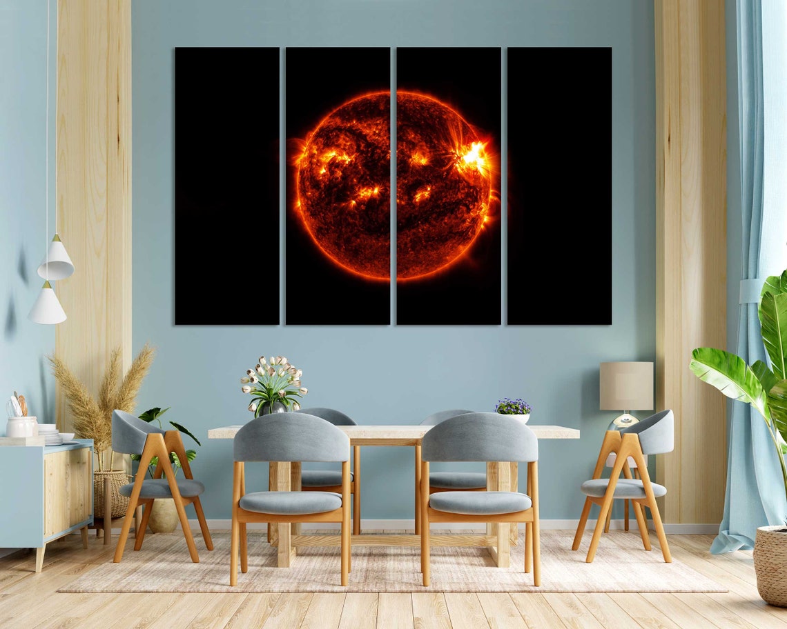 Fiery Sun Close Up Burning Orange Surface in Outer Space Art Print - Image 3