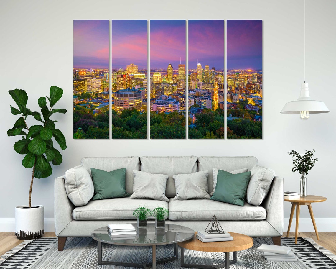 Montreal Canada Panoramic Skyline At Night With Colorful Sky Poster - Image 7