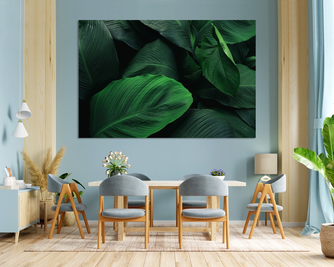 Lush Green Tropical Leaves Close Up Vibrant Botanical Art Poster - Image 3