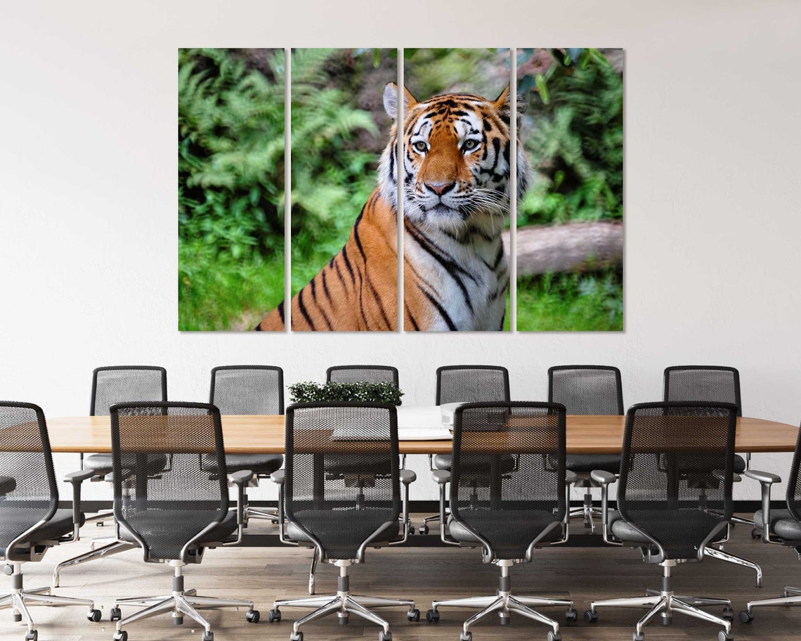 Majestic Tiger Portrait Green Jungle Background Big Cat Nature Poster - Image 4