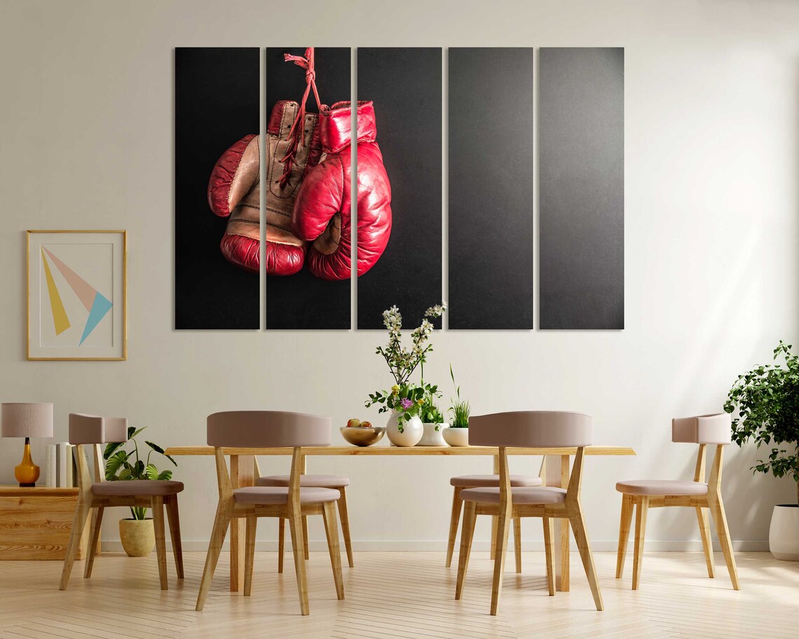 Red Boxing Gloves Hanging Black Background Sports Fighter Wall Decor Poster - Image 6