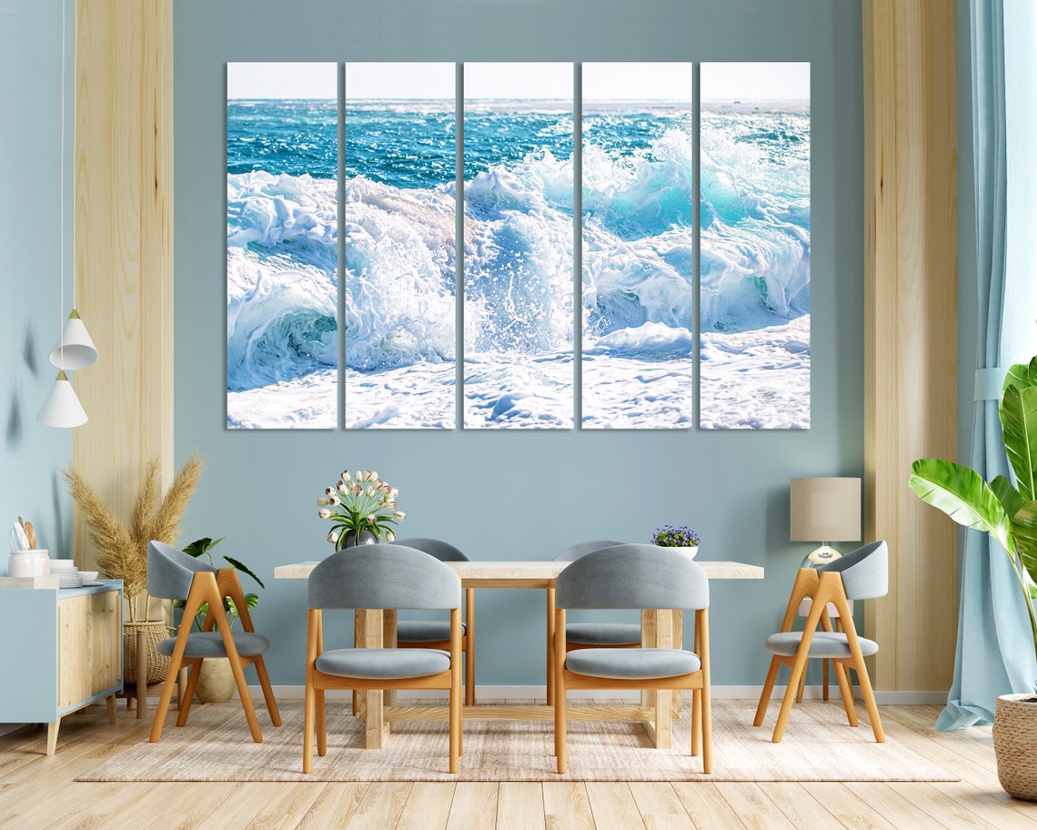 Raging Sea Wave For Wall Decor With Foam Waves For Kitchen Seascape Painting Decor For Home Nautical Artwork On Coast Print Art - Image 8