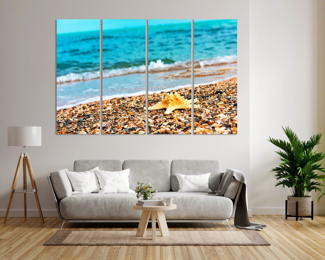 Starfish On Pebble Beach Turquoise Wave Summer Coastal Art Poster - Image 6