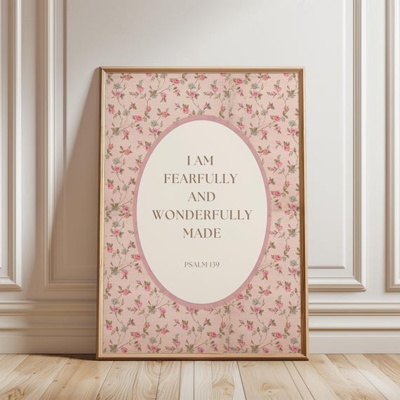 Fearfully And Wonderfully Made Vintage Floral Art Print