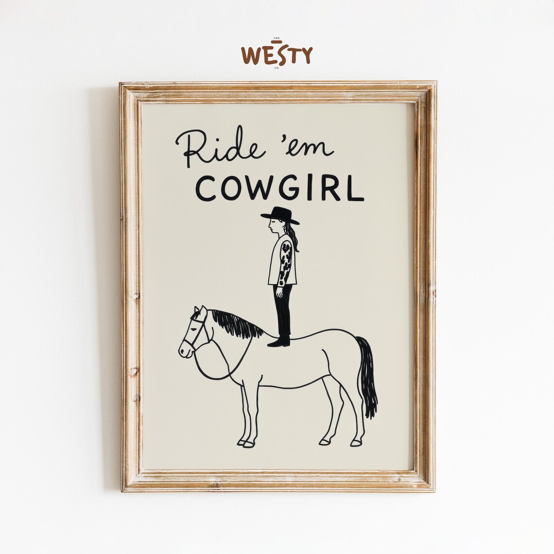 Ride Em Cowgirl Quote Western Horse Line Art Minimalist Poster