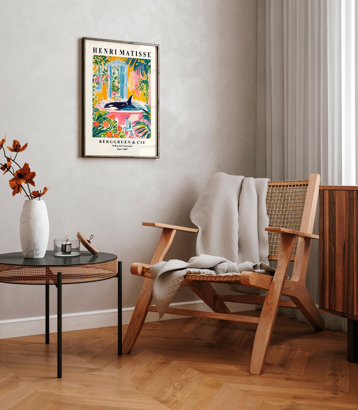 Orca In Bathtub, Matisse-Inspired Bathroom Art Print - Image 2