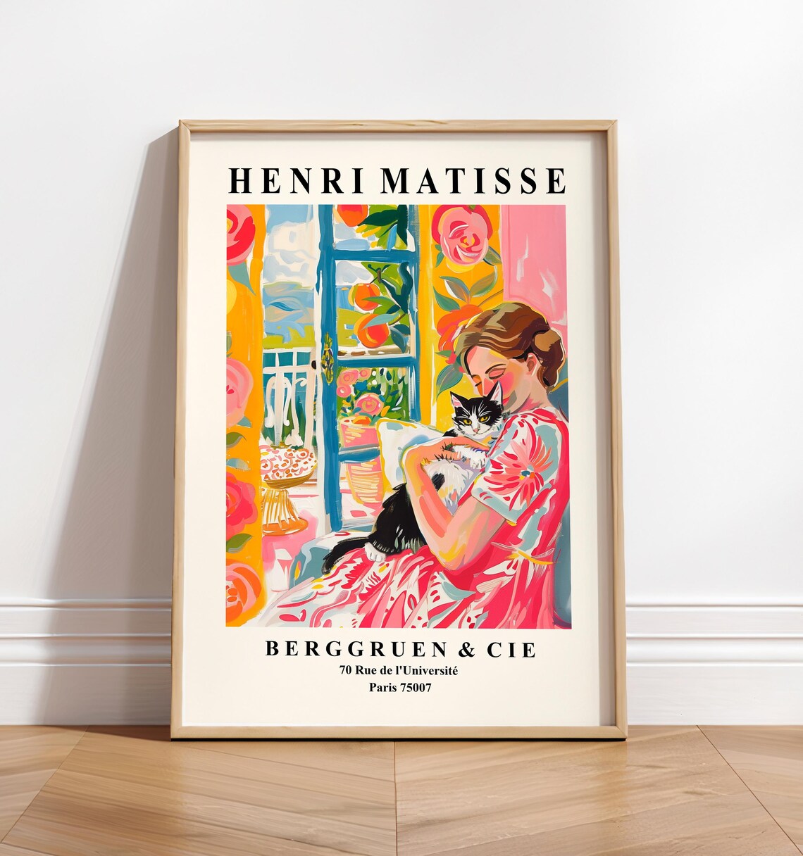 Woman and a Cat, Matisse-Inspired Art Print