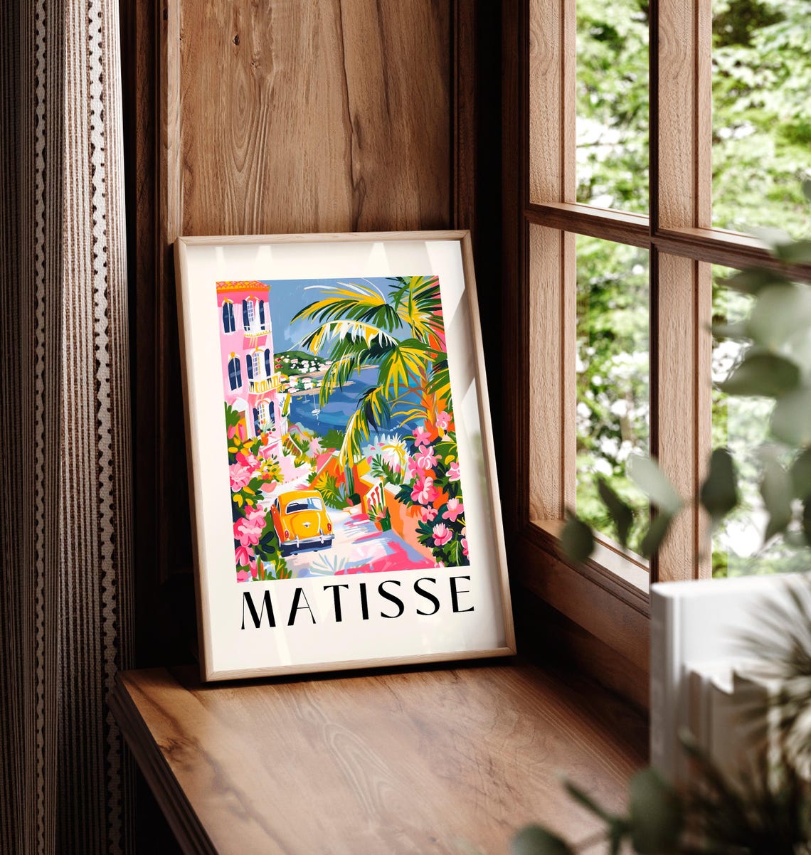 Matisse Style Pink Villa Yellow Car Coastal Road Summer Art Poster - Image 6
