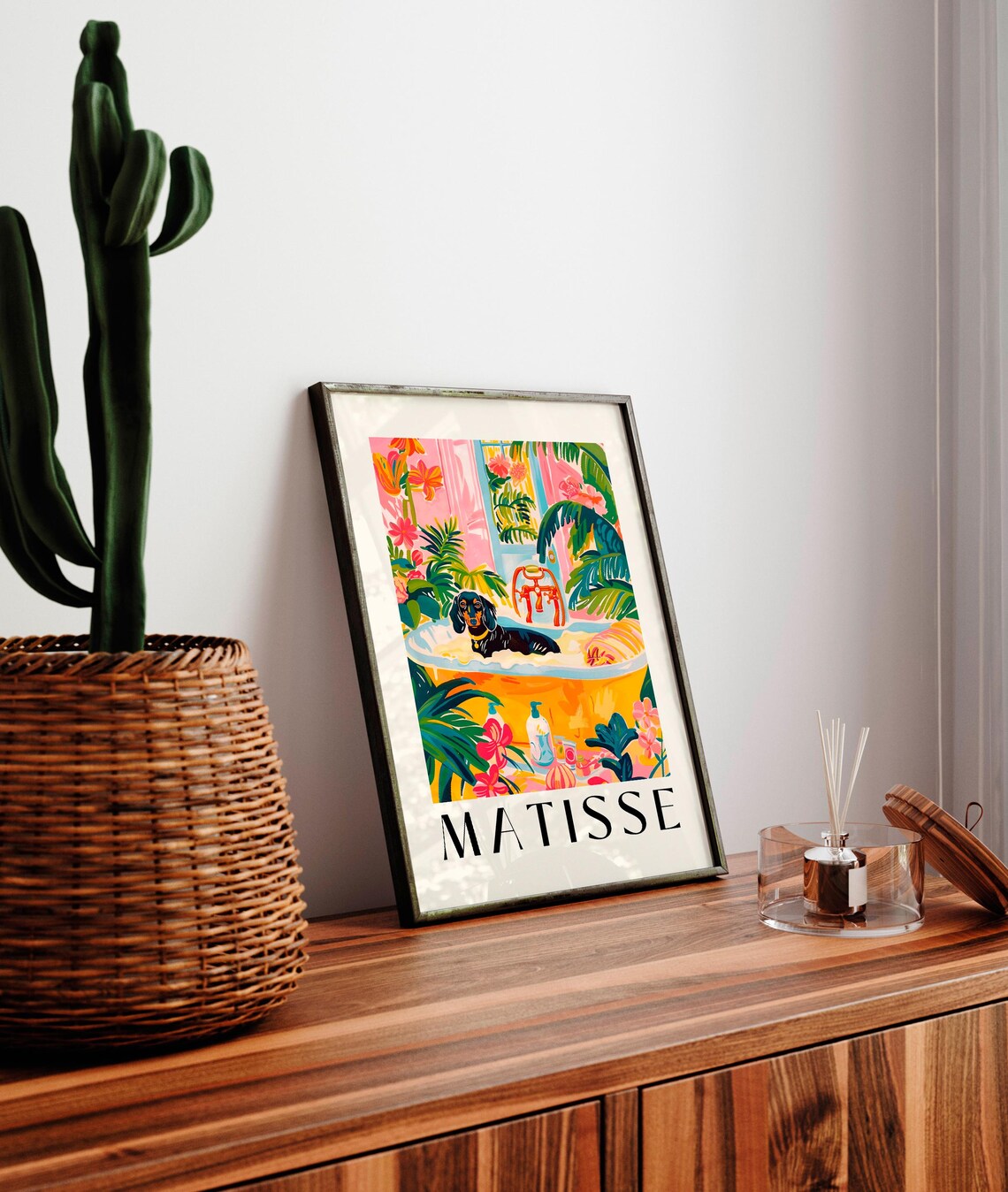 Black Dachshund In A Bathtub, Matisse-Inspired Art Print - Image 3