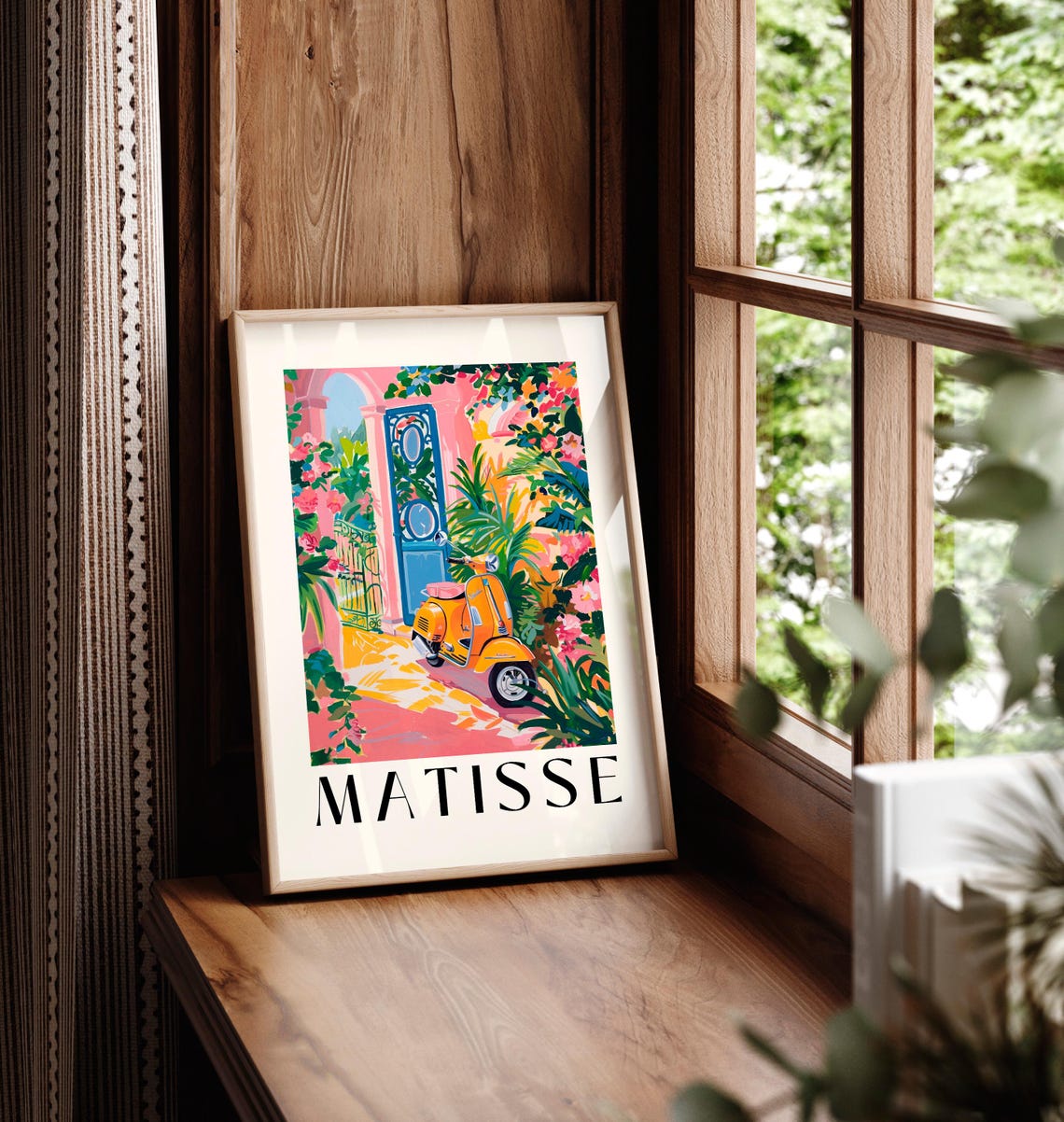 Matisse Style Yellow Vespa Scooter by Blue Door Garden Art Poster - Image 5